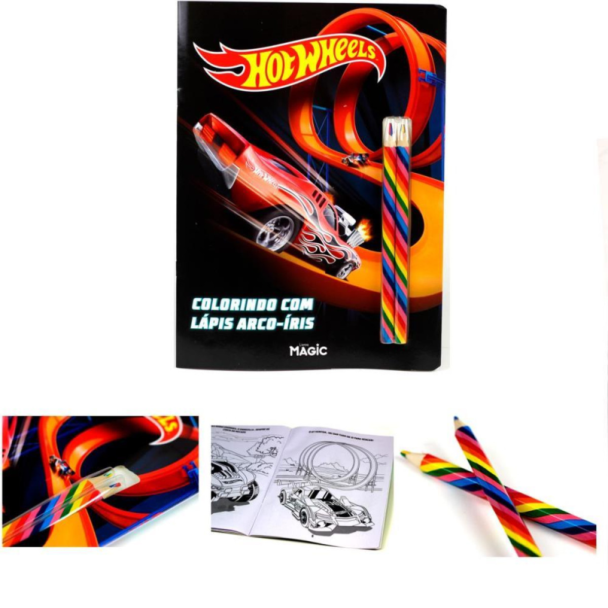 LIVRO INFANTIL COLORIR LAPIS ARCO IRIS HOT WHEELS Auge App Representações