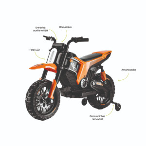Ce24428 Moto Elétrica Zs Laranja 12v-10550-122