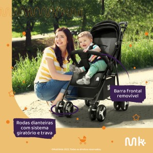 Carrinho Passeio Flick Multikids Baby Preto Com Cinza-BB445-99682