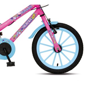 Bicicleta Infantil Aro 16 Aurora Fest Rosa Neon-115805-90292