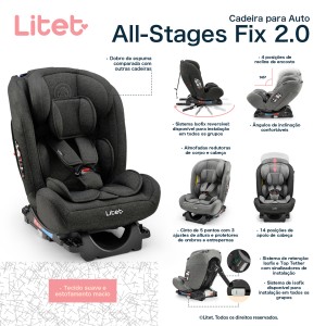 Cadeira Para Auto 0-36 Kg Isofix Litet All Stages Fix 2.0 Preta - Bb450-BB450-99757