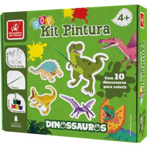 Brinquedo Para Colorir Dinossauros Kit Pop C/10 Telas