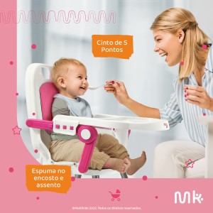 Cadeira De Alimentação 3 Em 1 Berry Multikids Baby Rosa-BB390-11246