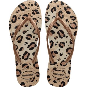 Chinelo Havaianas Feminino Slim Animals 35/6 Bege Palha-116169-13506