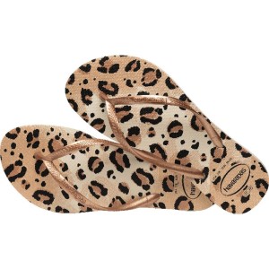 Chinelo Havaianas Feminino Slim Animals 35/6 Bege Palha-116169-42894