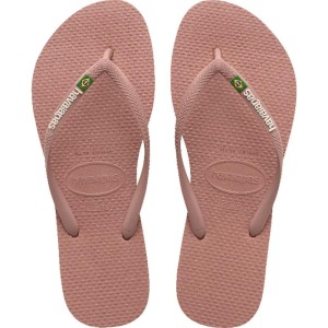 Chinelo Havaianas Feminino Slim Brasil 35/6 Rosa Crocus-116163-22974