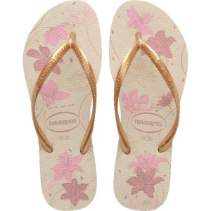 Chinelo Havaianas Feminino Slim Organic 35/6 Bege/dourado-116187-49264