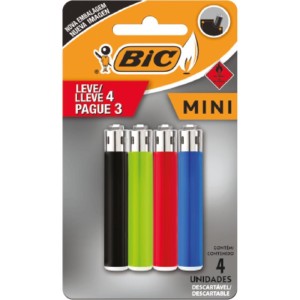 Isqueiro Descartavel Bic Mini A Gas Leve 4 Pague 3-106146-87363