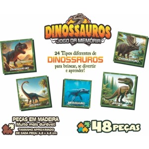 Jogo Da Memoria Em Madeira Dinossauros 48pcs-115222-21971