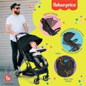 Carrinho Compacto Oppa Fisher Price Cinza-BB422-40867