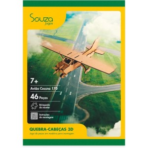 Quebra-cabeca Madeira Aviao Cesnna 170 3d 49pcs-115598-12348