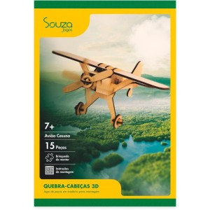 Quebra-cabeca Madeira Aviao Cesnna 3d 15pcs-115597-56948