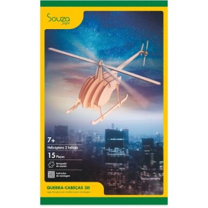 Quebra-cabeca Madeira Helicoptero 2 Helices 3d 15pcs-115599-41235