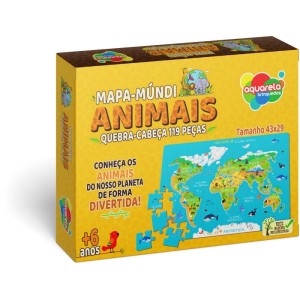 Quebra-cabeca Madeira Mapa Mundi Animais 119pcs-115226-42888