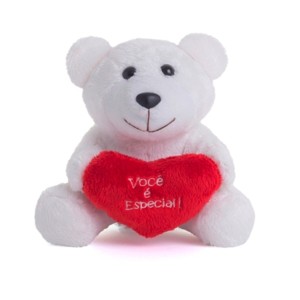 Urso De Pelúcia Doce Encanto Branco 17cm-162a