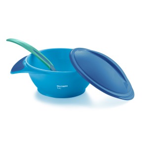 Prato Fundo Com Colher Termossensivel Funny Meal Azul-BB1121-81509