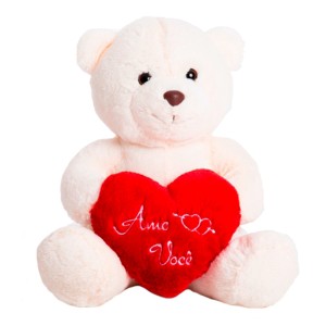 Urso De Pelúcia Cuori Branco 27cm-389a