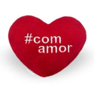 Almofada Coração #comamor De Pelúcia 28x28cm