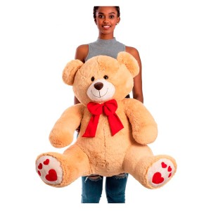 Urso De Pelúcia Edu Doce De Leite 70cm Sentado E 95cm Em Pé-428b