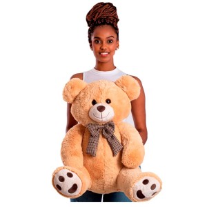 Urso De Pelucia Xavier Doce De Leite 55cm Sentado E 75cm Em Pe-434c