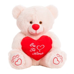 Urso De Pelúcia Eu Te Amo Pessego 28cm Sentado-449b