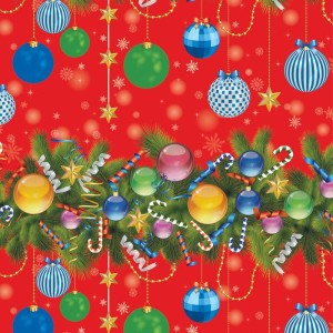 Papel Presente Bobina Couche 60cm. Mod.259 Natal Bolas Colo