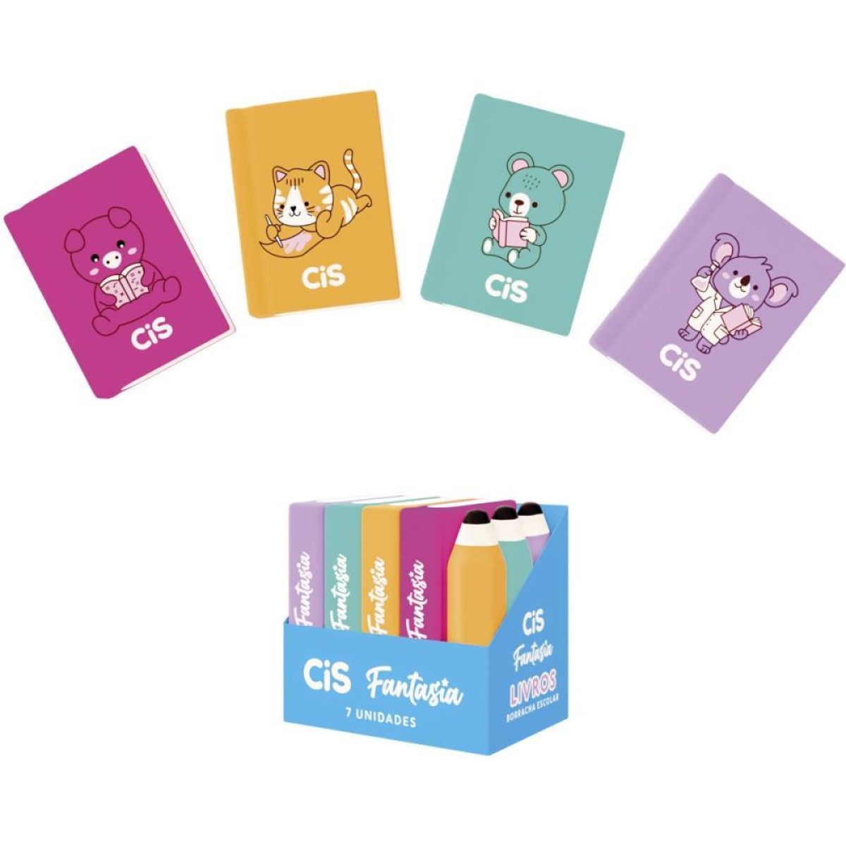 Borracha Decorada Cis Fantasia Livro/lapis 6core-115147-83134