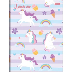 Caderno Brochura 1/4 Capa Dura Unicornio 80fls.-096273-47421