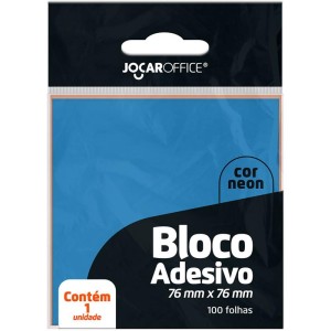 Bloco De Recado Autoadesivo Jocar Azul Neon 76x76 100fls.-114595-76582