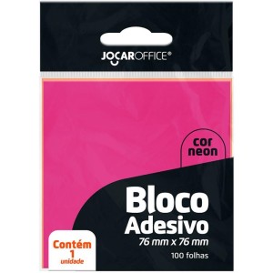 Bloco De Recado Autoadesivo Jocar Rosa Neon 76x76 100fls.-114593-40751