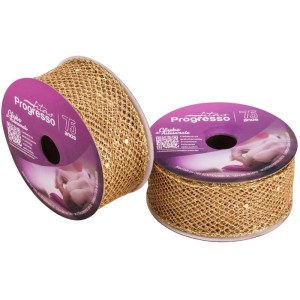 Fita Aramada Natal 38mmx10m Metaliz. Ouro C/glitt-116240-45263