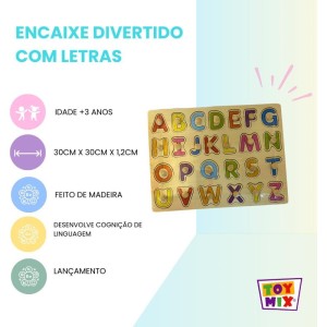 Brinquedo Pedagogico Madeira Encaixe Divertido Letras-114191-36107