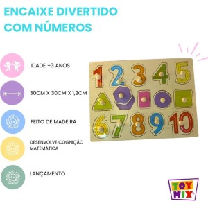 Brinquedo Pedagogico Madeira Encaixe Divertido Numeros-114190-49189