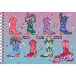 Caderno Desenho Univ Capa Dura West Girl 80fls Espiral-116951-41450