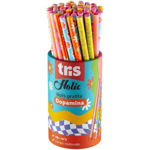 Lapis Preto Redondo Decorado Tris Dopamina 4 Cores-116801-79299