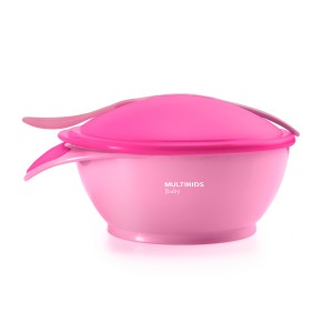 Prato Fundo Com Colher Termossensivel Funny Meal Rosa-BB1122-14673