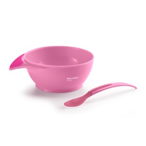 Prato Fundo Com Colher Termossensivel Funny Meal Rosa-BB1122-43962