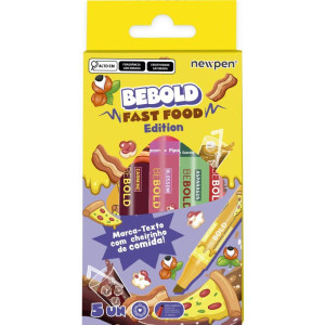 Caneta Marca Texto Bebold Fast Food C/5 Cheirinho-117061-94843