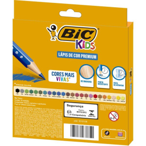 Lapis De Cor Sextavado Bic Kids Madeira 24 Cor.-106120-50133
