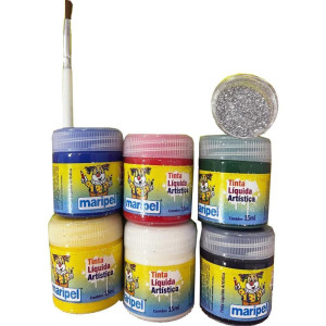 Pintura Facial Liquida 6 Cores+pincel+gliter-117849-34955