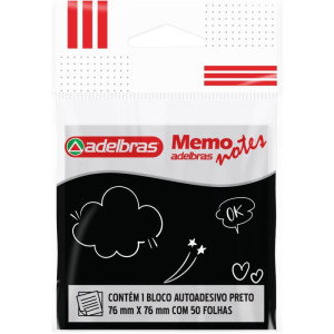 Bloco De Recado Autoadesivo Memonote Preto 76x76 50fls.