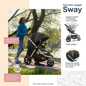 Carrinho Jogger Sway Litet Cinza Com Preto-BB373-43283