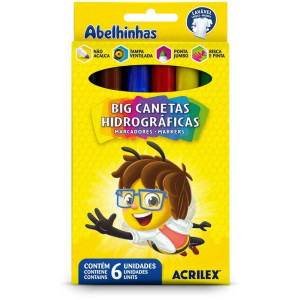 Caneta Hidrografica Jumbo Big 6 Cores