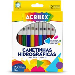 Caneta Hidrografica Ponta 2mm 12 Cores Tampa Venti
