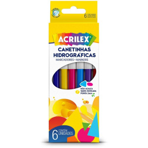 Caneta Hidrografica Ponta 2mm 6 Cores Tampa Ventil