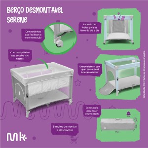 Berço Desmontável Serene Multikids Baby Azul-BB386-11491