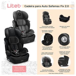 Cadeira Para Auto 9-36 Kg Isofit Litet Safemax Fix 2.0 Cinza - Bb460-BB460-84738