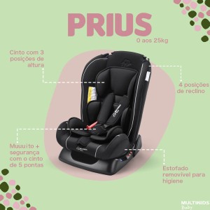 Cadeira Para Auto Prius 0-25 Kgs Multikids Baby Preta-BB639-33738