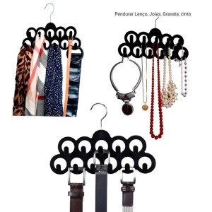 Cabide Veludo Preto P/ Lenços/cintos-118448-77219