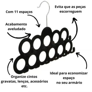 Cabide Veludo Preto P/ Lenços/cintos-118448-89560